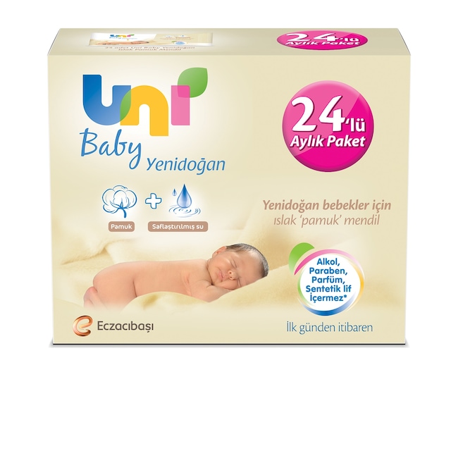 Uni Baby Yenidoğan Islak Pamuk Mendil 24'lü Jumbo Paket 960'lı