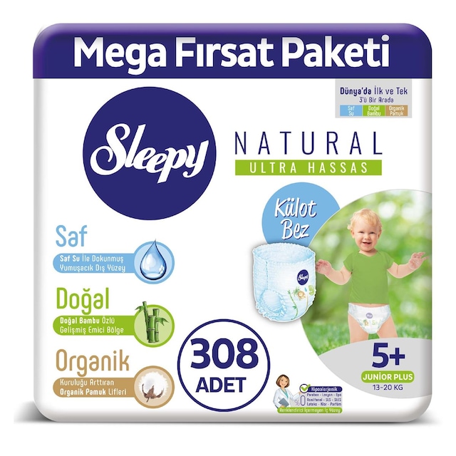 Sleepy Natural Külot Bez 5+ Numara Junior Plus Mega Fırsat Paketi