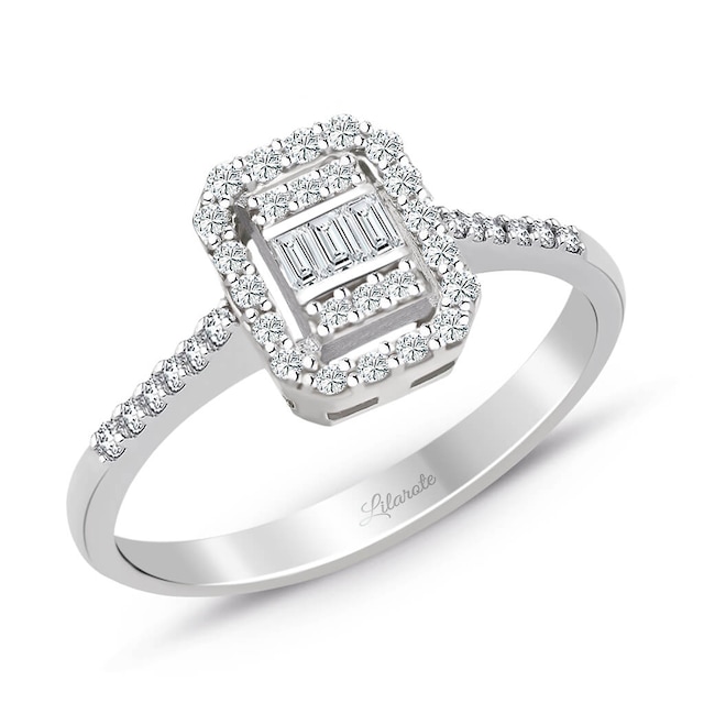 0.35 Ct. Modern Tasarım Baget Kare Tektaş Yüzük