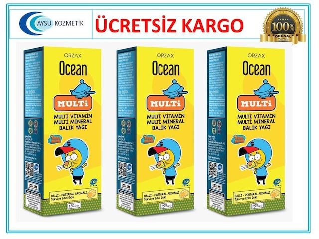 OCEAN MULTİ BALIK YAĞI ŞURUP BALLI PORTAKALLI 150ml 3'LÜ PAKET