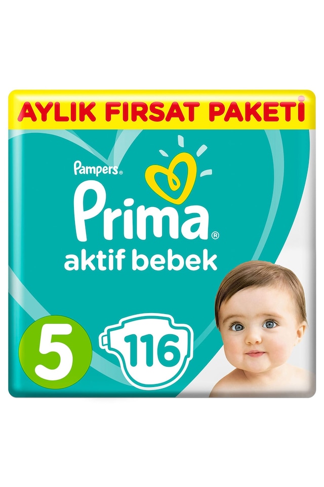 Prima Pampers Aktif Bebek Aylık Fırsat Paketi Bebek Bezi 11-16 KG 5 Beden 116 Adet