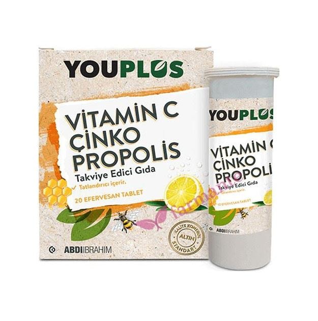 You-plus Vitamin C Çinko Propolis 20 Efervesan Tablet