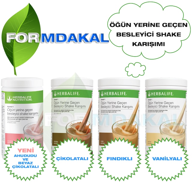 Herbalife Shake Çikolata, Vanilya, Fındık, Ahududu Beyaz Çikolata