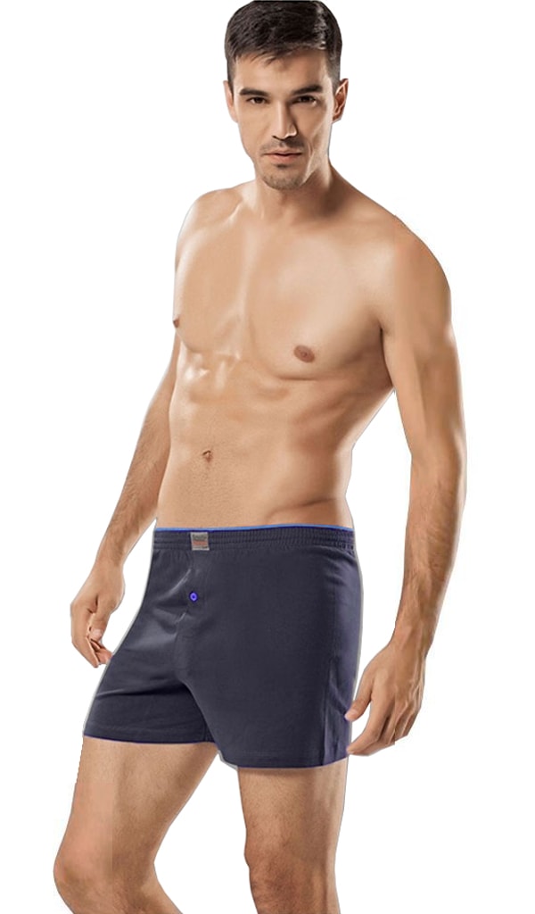 4'lü Paket %100 Pamuk Düğmeli Erkek Boxer Şort Paçalı Külot