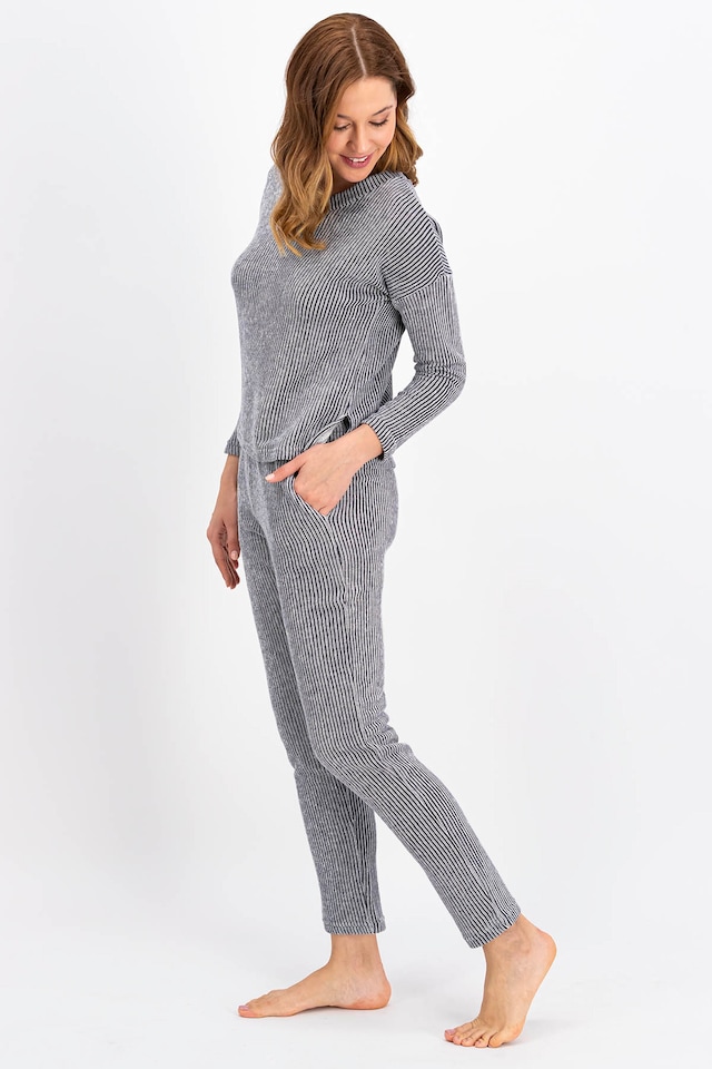 Arnetta Homewear Gri Çizgili Kadın 2 Li Takım