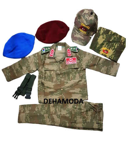 7 PARÇA ÇOCUK ASKER KOMANDO KIYAFETİ KAMUFLAJ NANO TAKIM 1-15 YAŞ