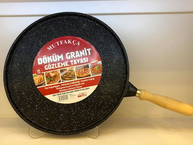 Mutfakça Döküm Granit Gözleme-Et-Balık-Krep-Lahmacun Tavası 36 Cm
