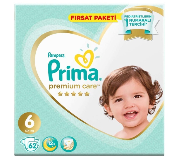Prima Pampers Premium Care Extra Large Bebek Bezi 13+ KG 6 Beden 62 Adet