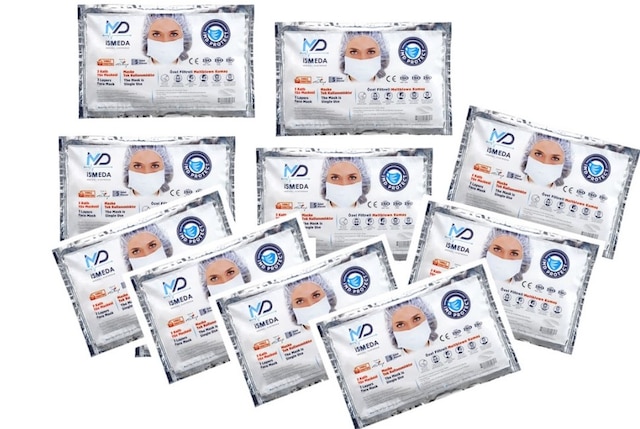 100 Adet 3 Katlı %99 Korumalı Cerrahi Maske (5'li 20 Adet)