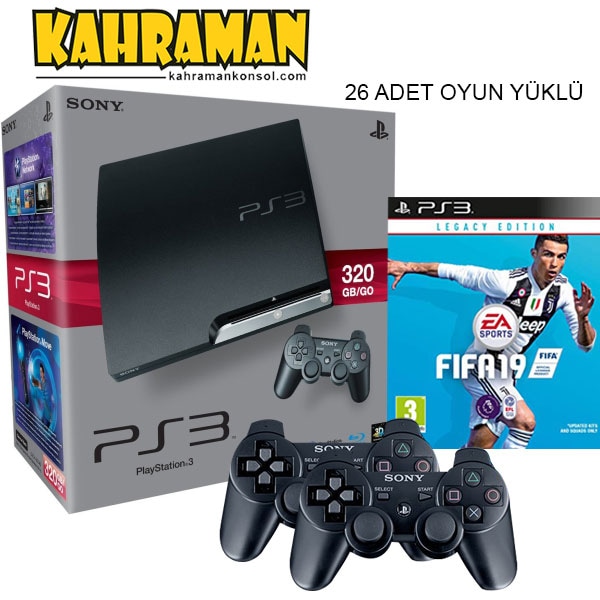SONY PS3 320GB +26 OYUN YÜKLÜ + 2 KOL SIFIR+FİFA 2019 YÜKLÜ
