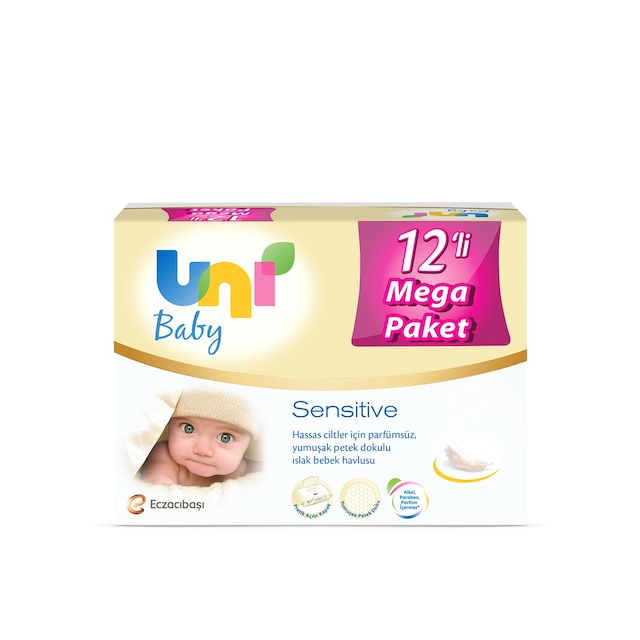 Uni Baby Sensitive Islak Bebek Havlusu 12'li Mega Paket 672'li