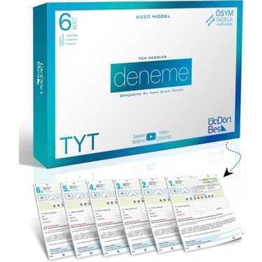 Üç Dört Beş TYT 2020 Tüm Dersler 6lı Paket Deneme