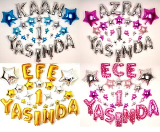 1-9 Yaşında Balon Seti, Harf, Balon, Yaş Konsepti, Doğum Günü Süs