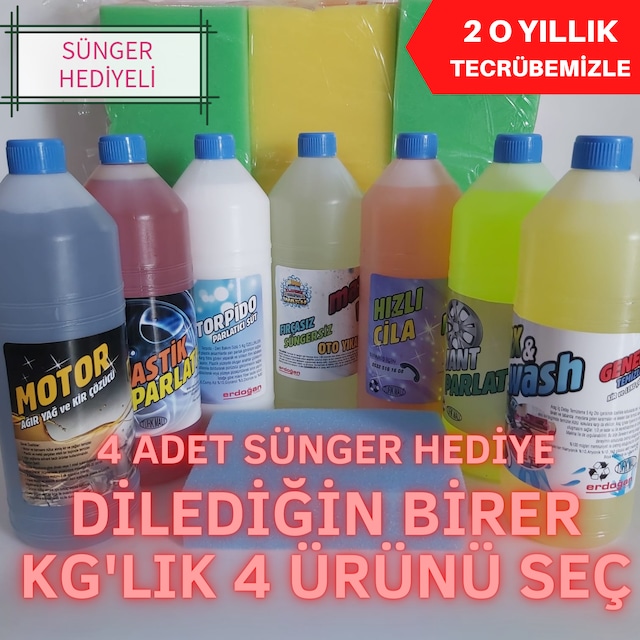 Max&Wash 1KG X 4 Ürün Oto Bakım ve Araç Temizlik Seti