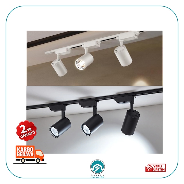 1 Metre Raylı 3 Adet 30W Led Ray Spot Led Vitrin Mağaza Armatürü