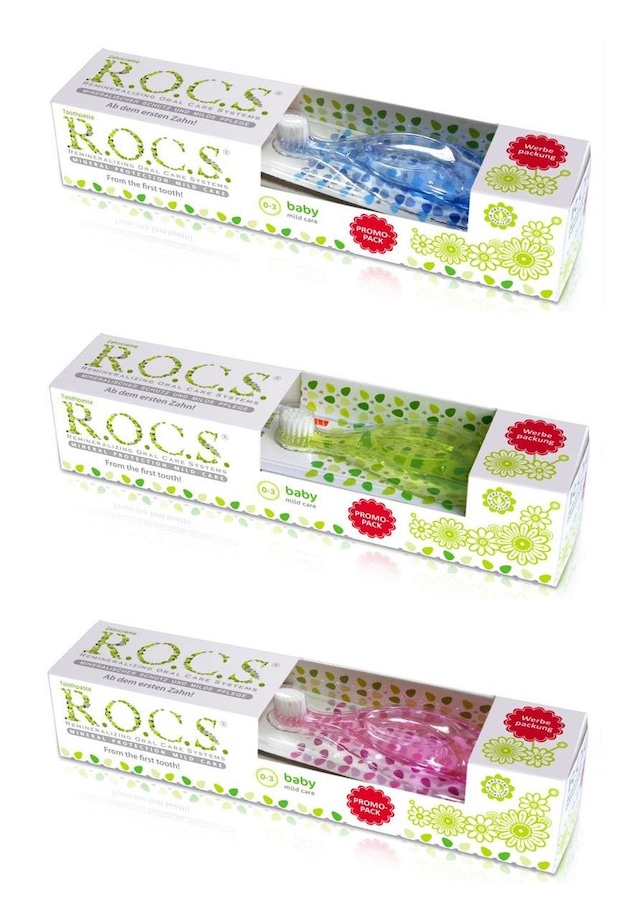 ROCS Baby Florürsüz Diş Macunu 0-3 Yaş 30ml Papatya+Fırça Seti