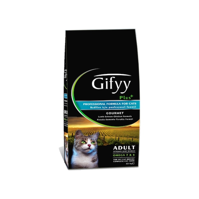 Gifyy Plus Gourmet Kuzu Etli ve Somonlu Yetişkin Kedi Maması 15 KG