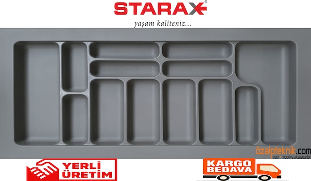 Starax Çekmece İçi Kaşıklık Gri Tüm Ölçüler-  ÜCRETSİZ KARGO