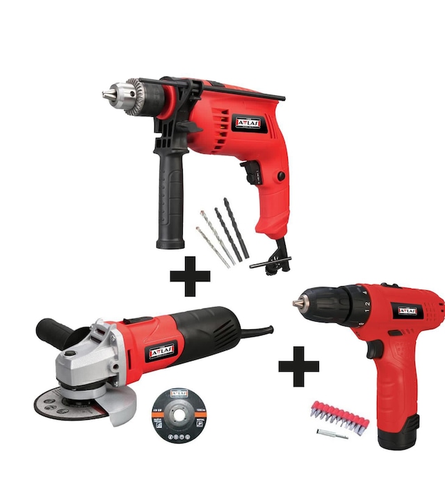 ATTLAS ECO SET 3GLİ (MATKAP+TAŞLAMA-12V AKÜLÜ MAKİNA)