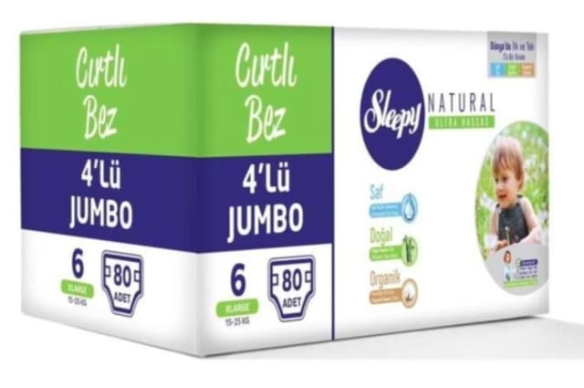 Sleepy Natural 4'lü Jumbo Bantlı Bebek Bezi 15-25 KG 6 Beden 80 Adet