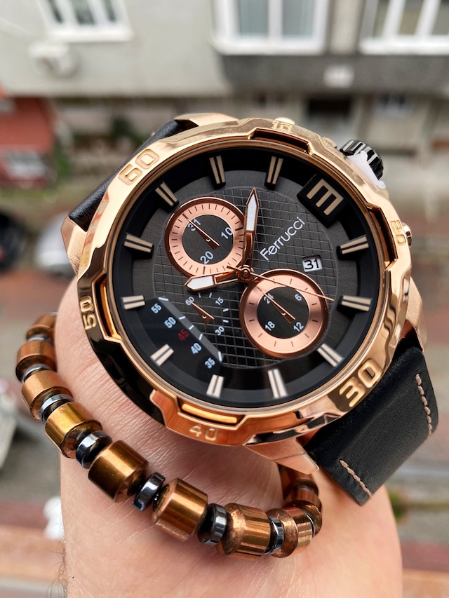 Ferrucci Deri Kordon Şık Dizayn Erkek Kol Saati