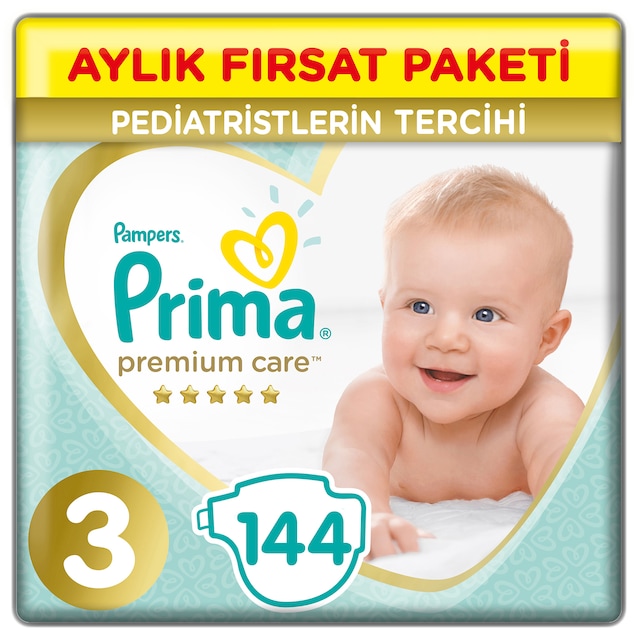 Prima Bebek Bezi Premium Care 3 Beden 144 Adet Midi Aylık Fırsat Paketi