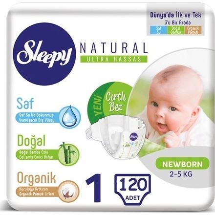 Sleepy Natural Yenidoğan Bebek Bezi 1 Numara 120 Adet
