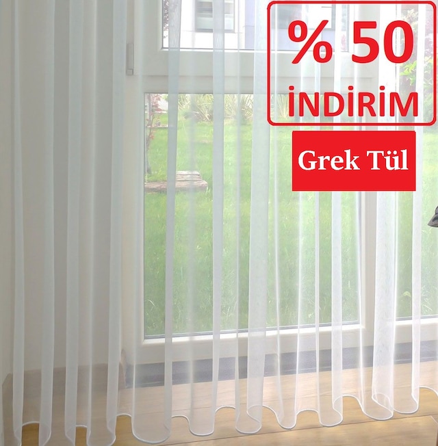 Düz Tül Perde * Brilant * Trend Zemin Ütü İstemez Ekru Renk