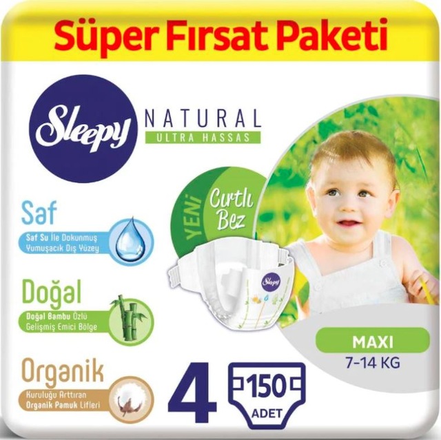 Sleepy Natural Bebek Bezi 4 Numara Maxi Süper Fırsat Paketi 150 Adet
