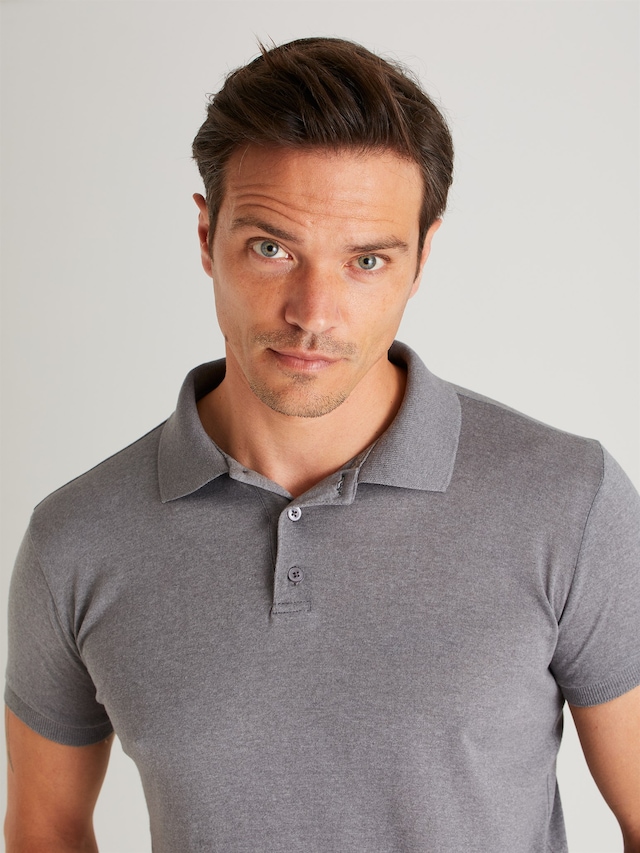 DUFY GRİ POLO YAKA ERKEK TSHIRT - SLIM FIT