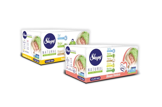 Sleepy Yenidoğan Islak Havlu 12 x 40'lı + Sleepy Devam Havlusu 12 x 40'lı