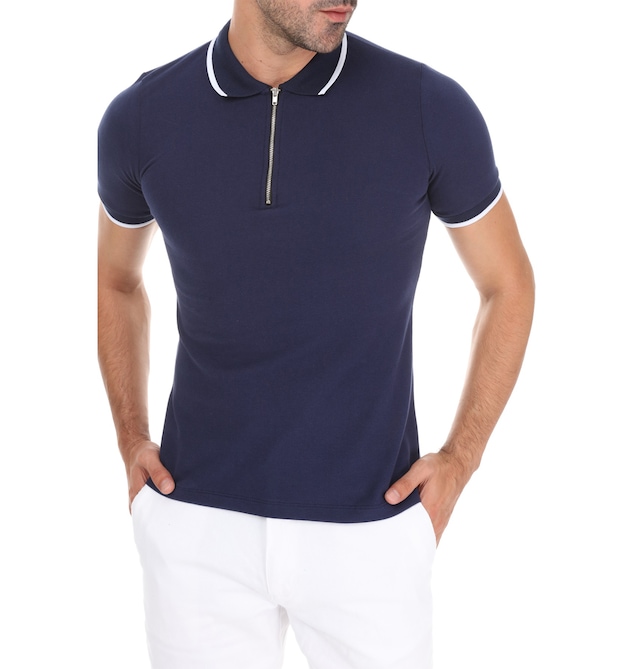 Ghassy Co. Fermuarlı Yaka Çizgili Erkek Polo Yaka T-shirt 8 Renk