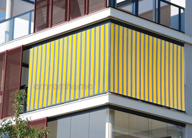 GABARDİN BALKON PERDESİ KORNİŞ DÜĞMELİ GÜNEŞLİK BRANDA