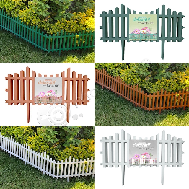 Dekoratif Plastik Çit Bahçe Çiti 59 CM Tek Beyaz Yeşil Kahverengi