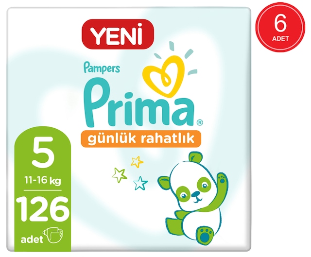 Prima Pampers Günlük Rahatlık Junior Bebek Bezi 11-16 KG 5 Beden 6 x 21 Adet