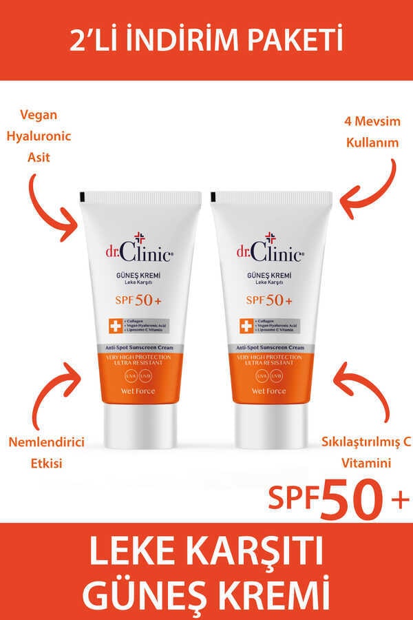 Dr.Clinic Güneş Koruyucu Leke Karşıtı spf 50+ 2 liset (50 ml+ 50