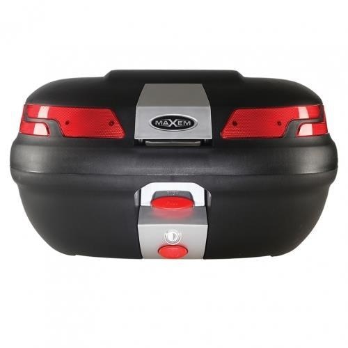 Maxem Sl-45 Motosiklet Arka Çanta Topcase Siyah Kırmızı Camlı