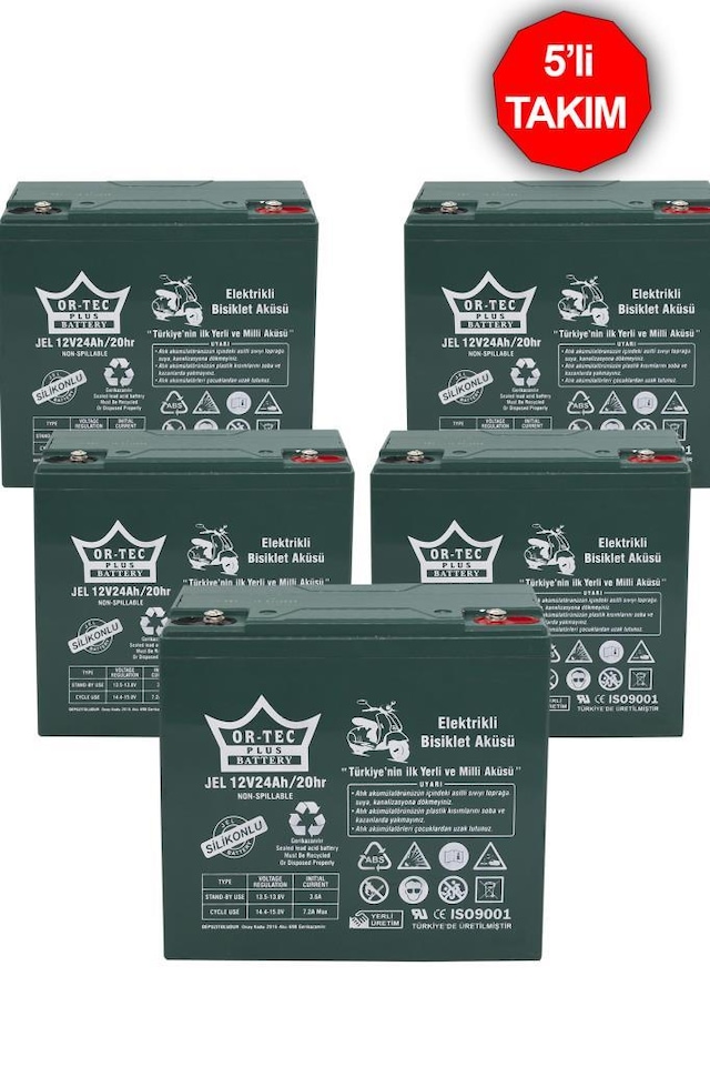 ORTEC 12V 22-24 AH ELEKTRİKLİ MOTOSİKLET AKÜSÜ 2021 5'li SET