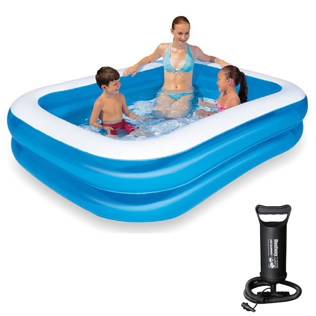 Bestway Mavi Dikdörtgen Şişme Çocuk ve Aile Havuzu 211x132x46 cm