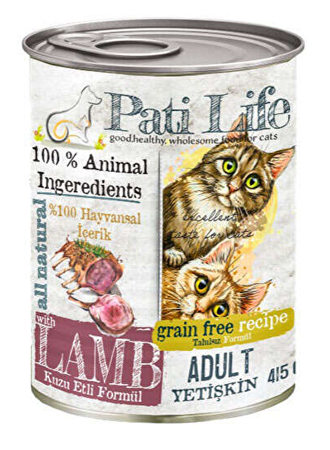 Pati Life Kuzu Etli Tahılsız Konserve Yetişkin Kedi Maması 24 x 415 G