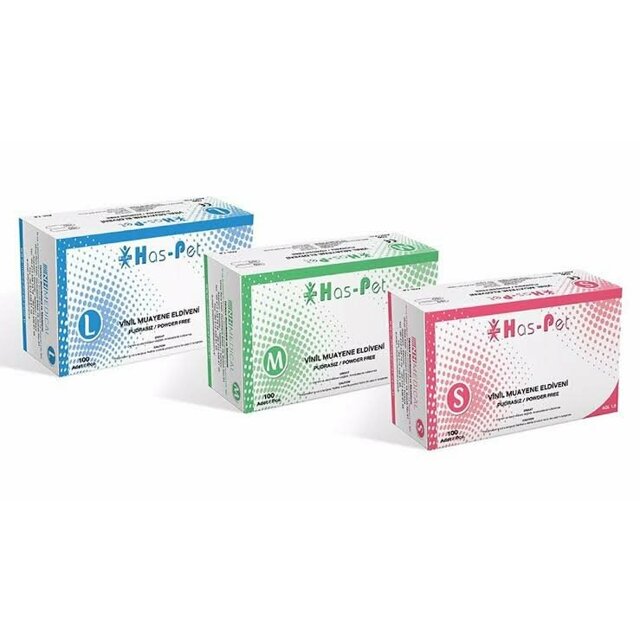 Has-Pet Vinil Muayene Eldiveni Pudrasız 100 Adet