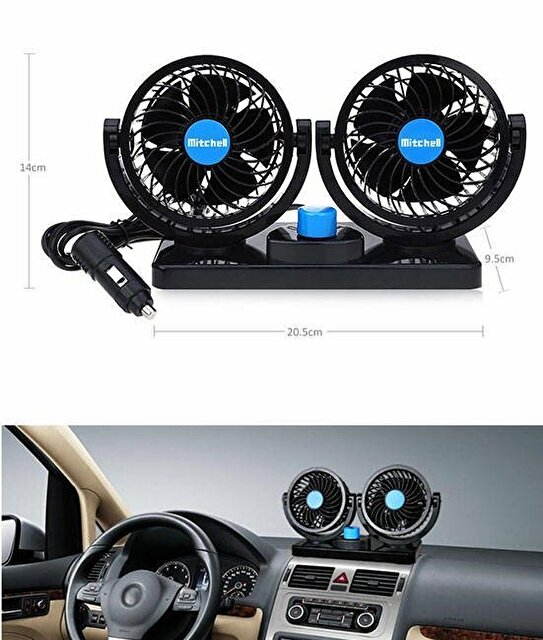 Oto Araç İçi 360 Derece Dönebilen Mükemmel Soğutuc Vantilatör 12V
