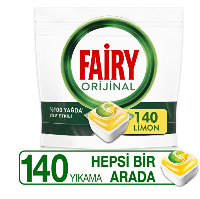 Fairy Hepsi Bir Arada Limon Kokulu Bulaşık Makinesi Deterjanı Kapsülü 140 Yıkama