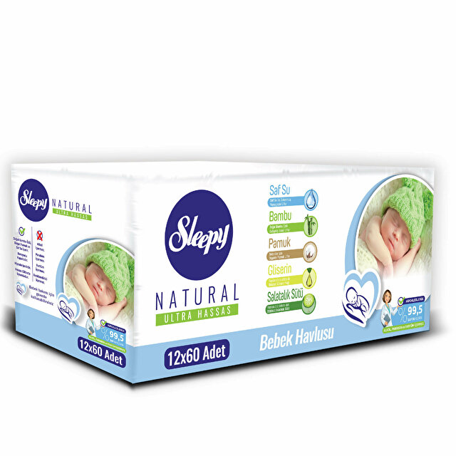 Sleepy Natural Bebek Havlusu 12 x 60'lı