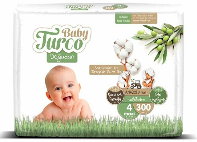 Baby Turco Doğadan Bebek Bezi 4 Numara Maxi 300 Adet