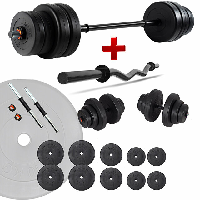 ECGSPOR 68 Kg Z Bar Dambıl & Halter Seti Ağırlık Fitness Seti