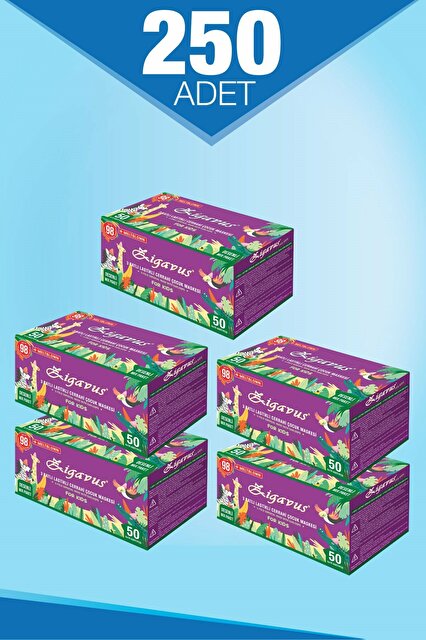 Zigavus 250 Adet Çocuk Maskesi Karışık Desenli Burun Telli Lastik