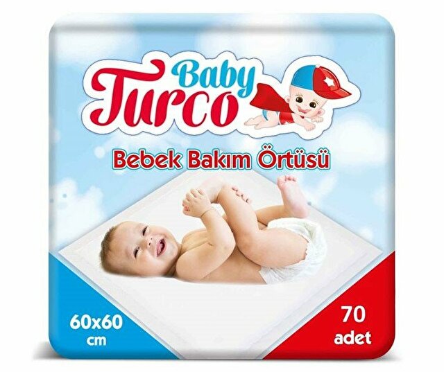 Baby Turco Bebek Bakım Örtüsü 60 x 60 CM 70 Adet