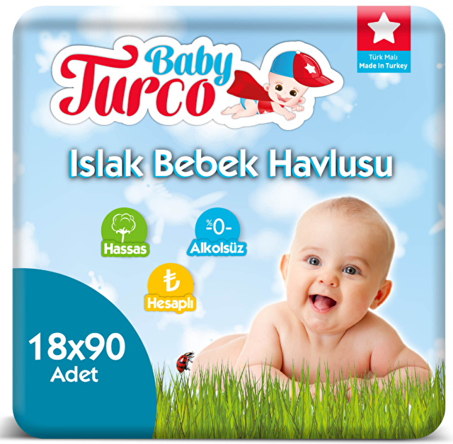 Baby Turco Islak Bebek Havlu Mendil 18 x 90'lı