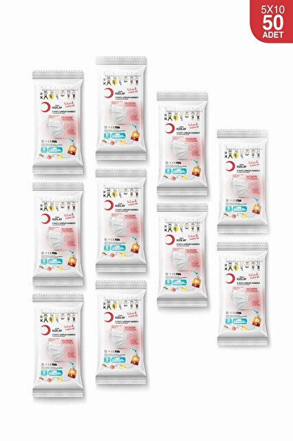 Kızılay 3 Katlı Meltblown Çocuk Maskesi 50 Adet (10 Paket x 5)
